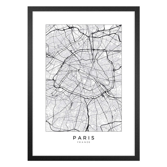 Quadro Paris França Tela Fosca Moldura Preta - Médio 50x70cm