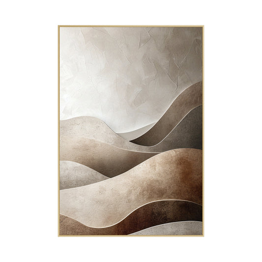 Quadro 3D Dunas Tela Fosca Moldura Ouro Antigo - Grande 80x120cm