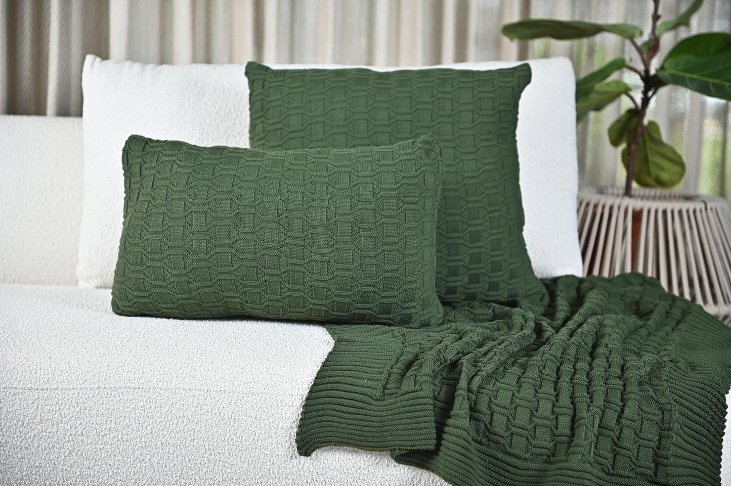 Manta Peseira de Tricot Verde Militar 90x180 cm - Diamond