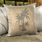 Capa Almofada Acetinada Bege Coqueiro Silk Home 43x43cm