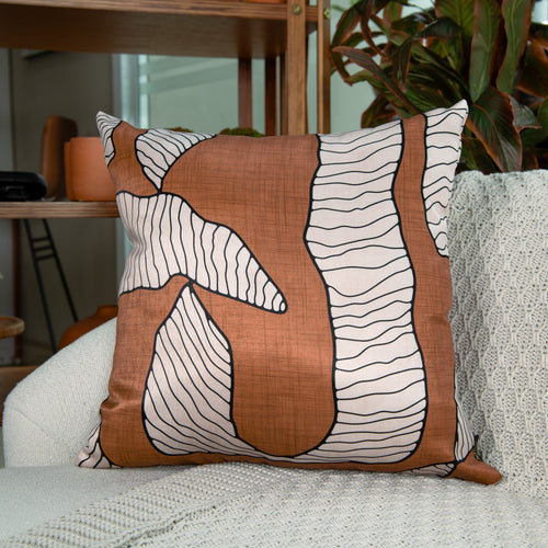 Capa Almofada Acetinada Terracota Preto Silk Home 43x43cm