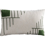Capa Almofada cor Linho Bordada Fio Boucle Verde 35x55cm Concept