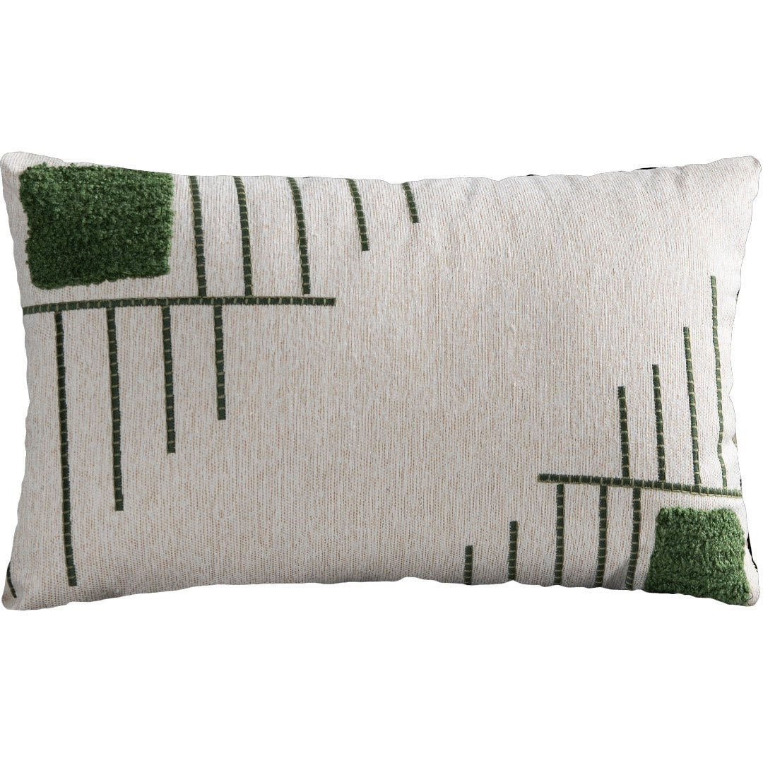 Capa Almofada cor Linho Bordada Fio Boucle Verde 35x55cm Concept
