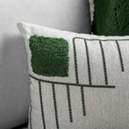 Capa Almofada cor Linho Bordada Fio Boucle Verde 35x55cm Concept