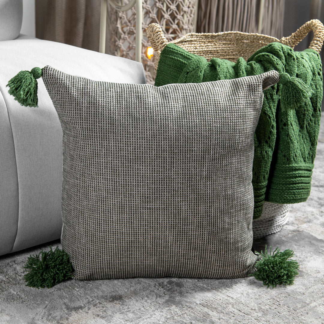 Capa Almofada Jacquard Verde c/ Tassel 50x50cm Concept