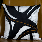 Capa Almofada Veludo Bordada Preta e Branca 43x43cm