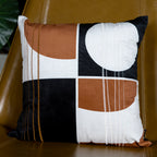 Capa Almofada Veludo Bordada Terracota Geométrica 43x43cm