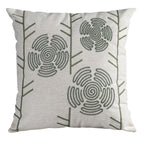 Capa Almofada cor Linho Bordada Verde 50x50cm Concept