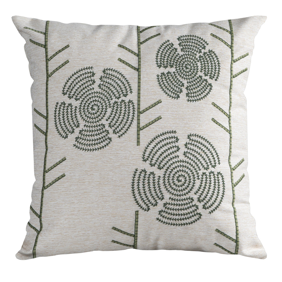 Capa Almofada cor Linho Bordada Verde 50x50cm Concept