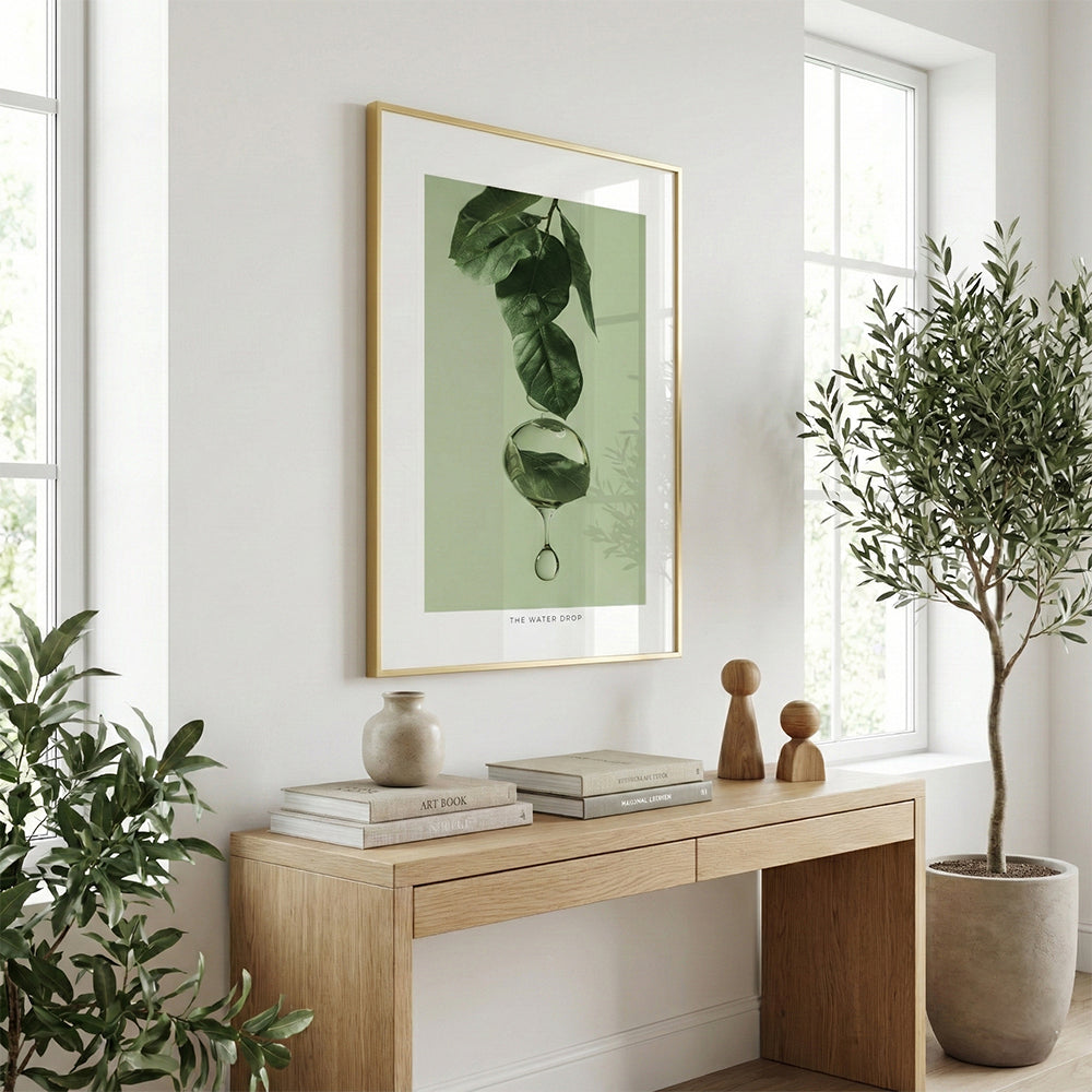 Quadro Gota de Água Tela Fosca Moldura Amadeirada - Médio 40x60cm