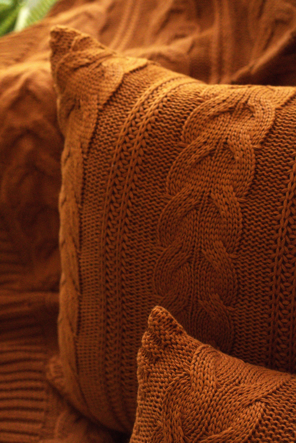Manta Tricot Terracota 90x180 cm com Tassel - Trançada