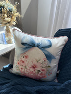 Capa Almofada Aveludada Ovo Páscoa Flor Poá Cordonê 43x43cm