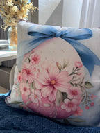 Capa Almofada Aveludada Ovo Páscoa Flor Poá Cordonê 43x43cm