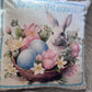 Capa Almofada Aveludada Coelhos Cesta Ovos Páscoa 43x43cm