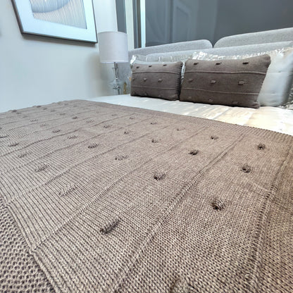 Peseira de Tricot para Cama Bege Capuccino 90x240cm Bola