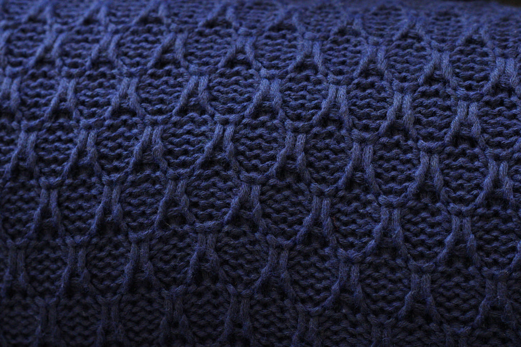 Manta Tricot Azul jeans  90x180 cm com Tassel - Colméia