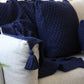 Manta Peseira de Tricot Azul Marinho 90x180 cm com Tassel - Colméia