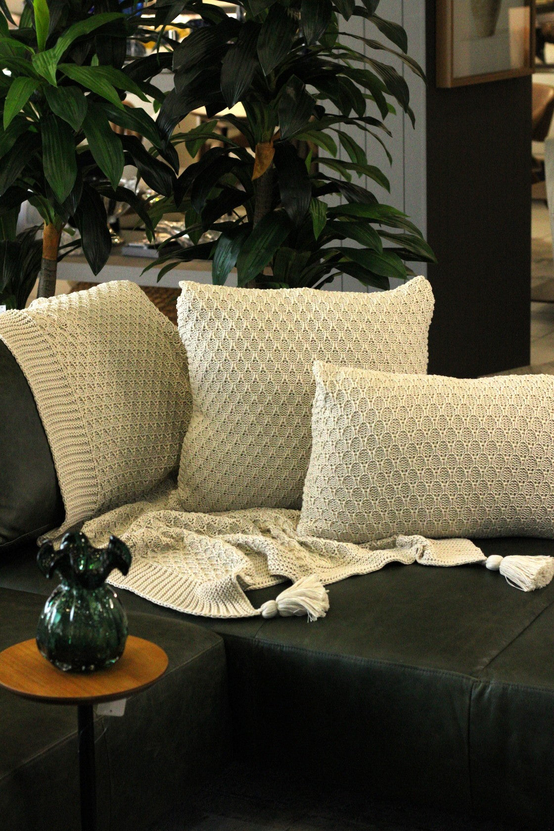 Manta Tricot Natural 90x180 cm com Tassel - Colméia