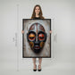 Quadro Máscara Africana com e sem Vidro  Moldura 3D Preta - Grande 80x120cm