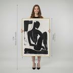 Quadro Boho Silhueta Tela Fosca Moldura Amadeirada - Grande 80x100cm