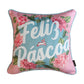 Capa Almofada Aveludada Bordada Rosa Feliz Páscoa 43x43cm