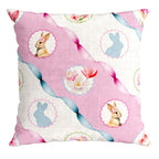 Capa Almofada Veludo Páscoa Coelho Laços Branca 43x43cm