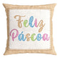 Capa Almofada de Veludo Feliz Páscoa Branca e Bege 43x43cm