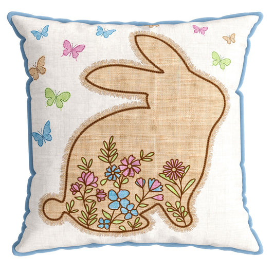 Capa Almofada Veludo Páscoa Coelho com Cordonê 43x43cm
