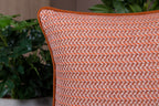 Capa Almofada Terrcota e Branca Jacquard c/ Cordonê 50x50cm