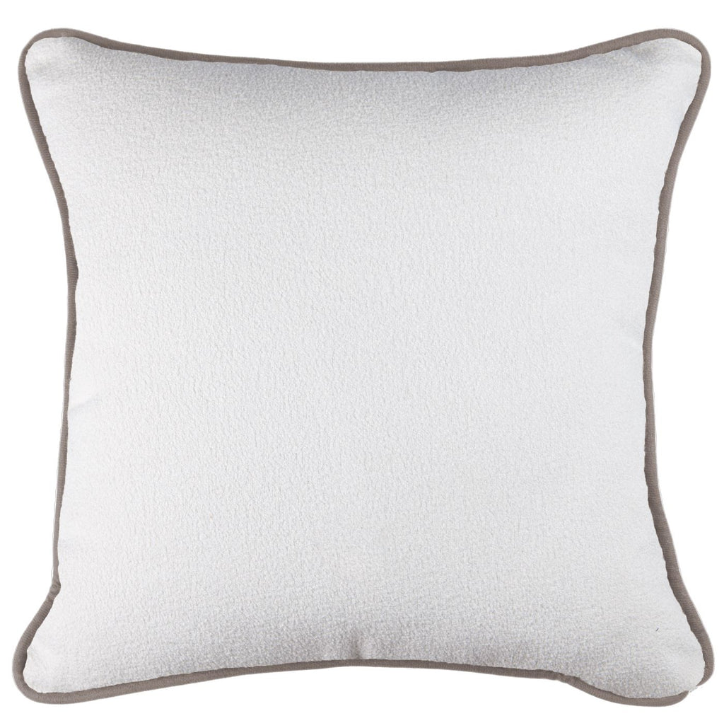 Capa Almofada Cinza e Branca Jacquard com Cordonê 50x50cm