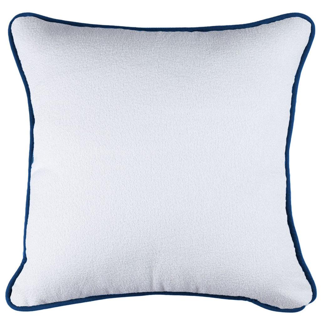 Capa Almofada Azul e Branca Jacquard com Cordonê 50x50cm