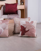 Capa Almofada Veludo Bordô e Rosê com Bordado 50x50cm