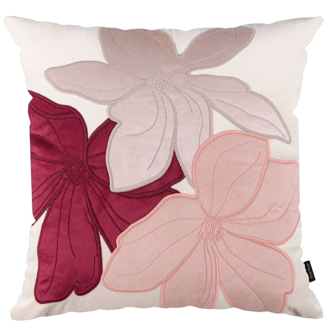 Capa Almofada Veludo Bordô e Rosê com Bordado 50x50cm