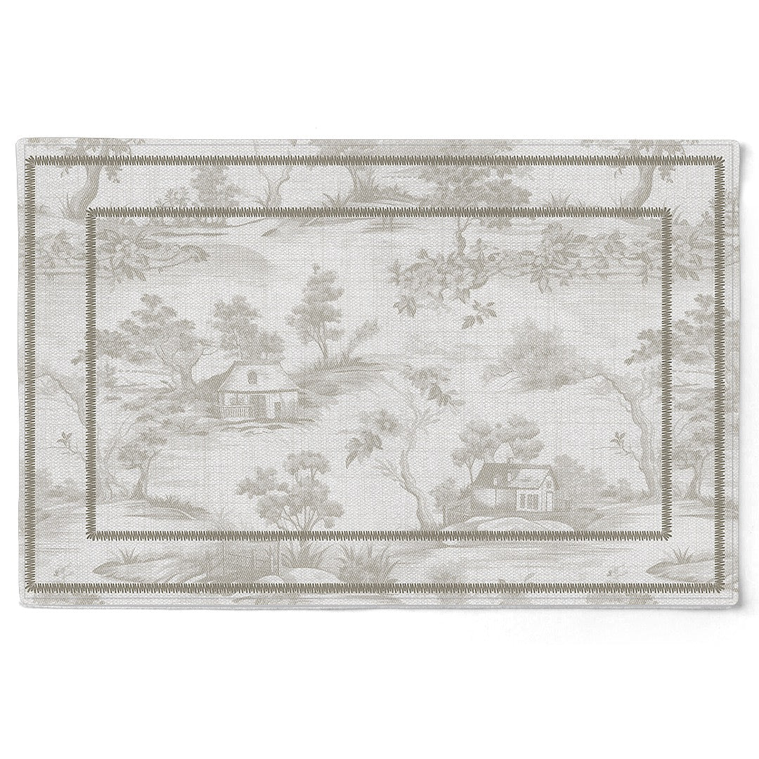 Kit 2 Jogo Americano Floral Cinza c/ Hidrorrepelência 48x31