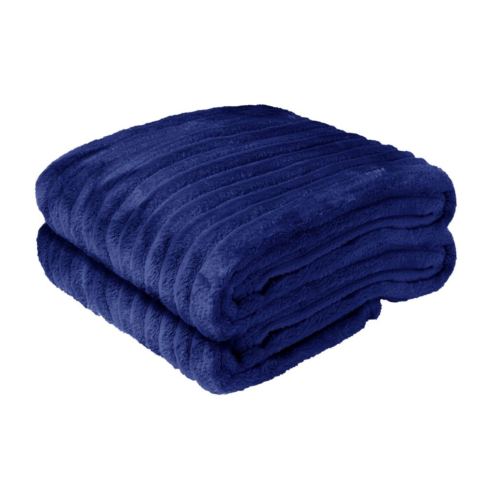 Cobertor Manta Aveludada 200 Fios p/ Cama Casal - Azul Náutico