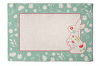 Kit 2 Jogo Americano Verde Coelho Páscoa Aveludado 48x31,5cm