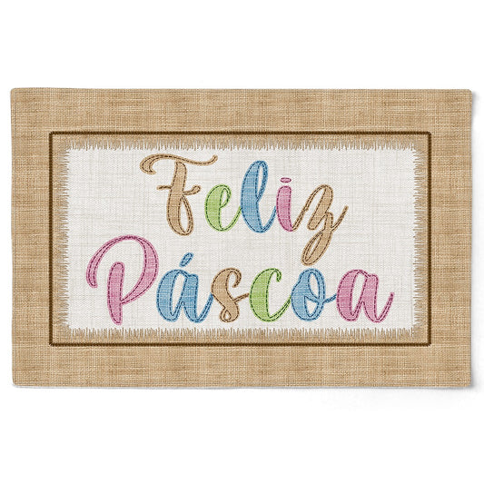 2 Jogo Americano Feliz Páscoa Aveludado c/ Hidrorrepelência