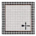Kit 2 Guardanapos Linho Bordado Churrasco 40x40 + 2 Argolas