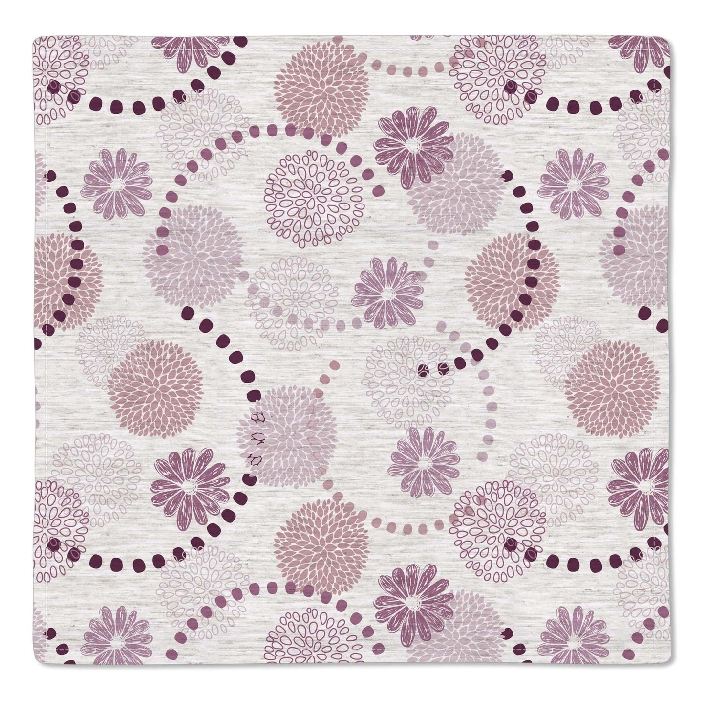 Kit 2 Guardanapos Linho Floral Lilás 40x40 + 2 Argolas