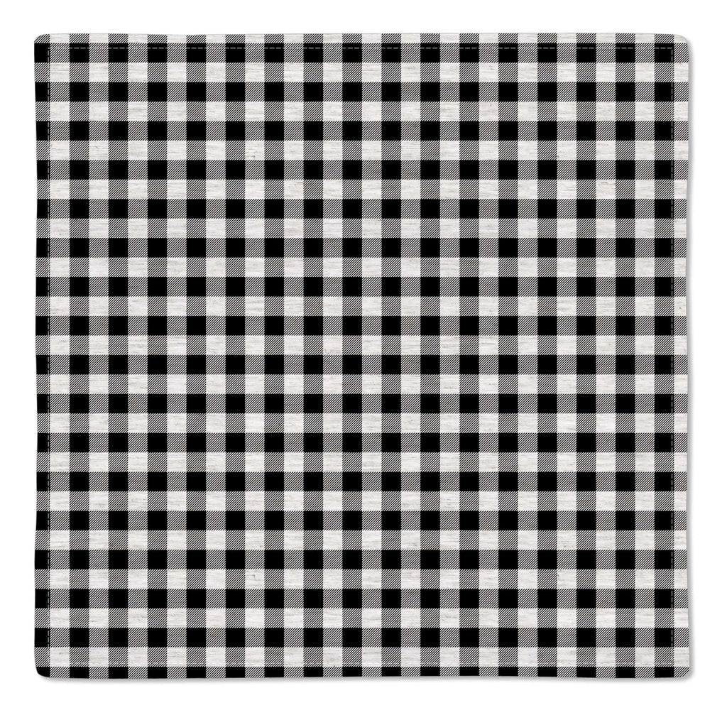 Kit 2 Guardanapos Linho Xadrez Preto 40x40 + 2 Argolas