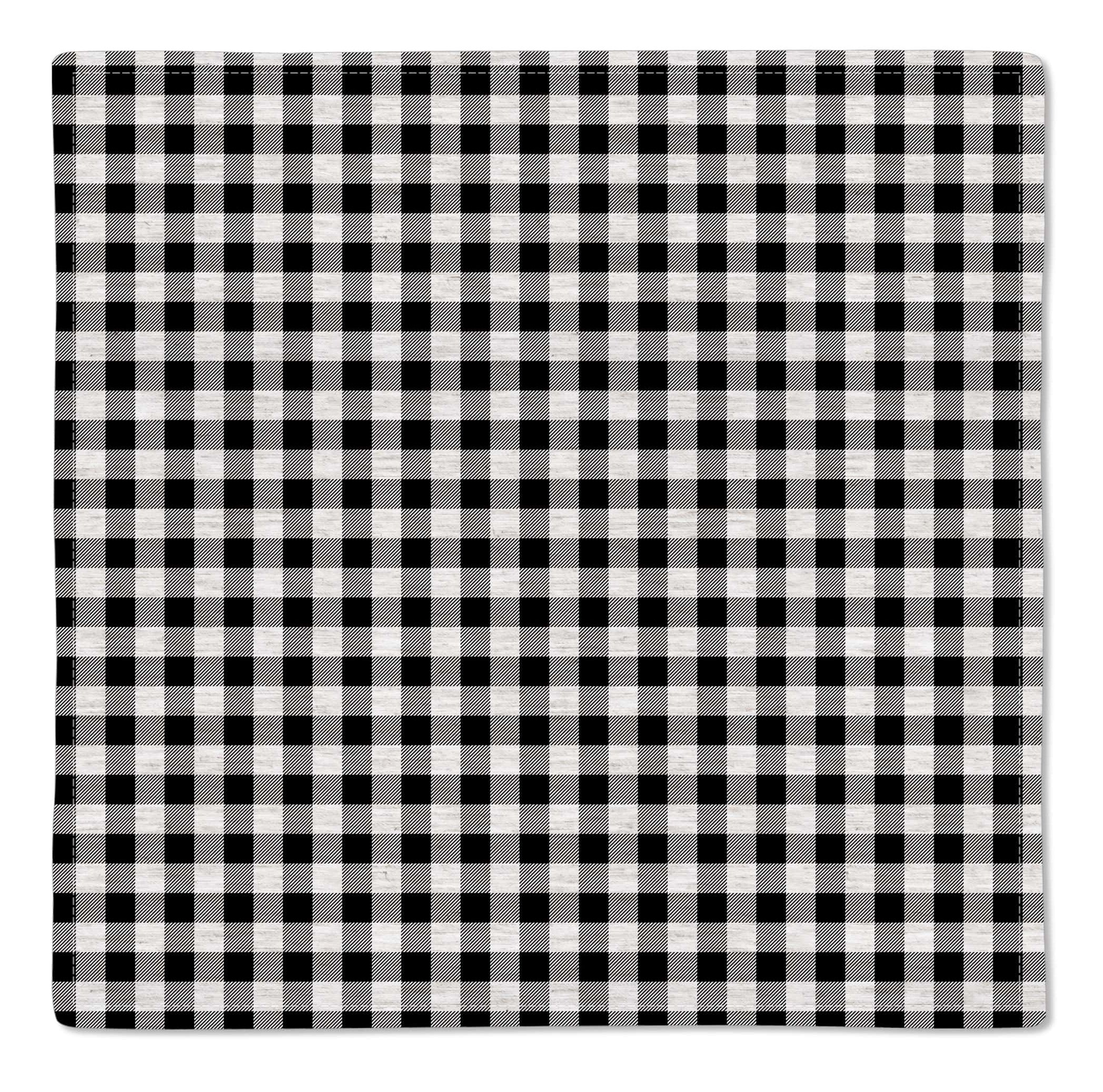 Kit 2 Guardanapos Linho Xadrez Preto 40x40 + 2 Argolas