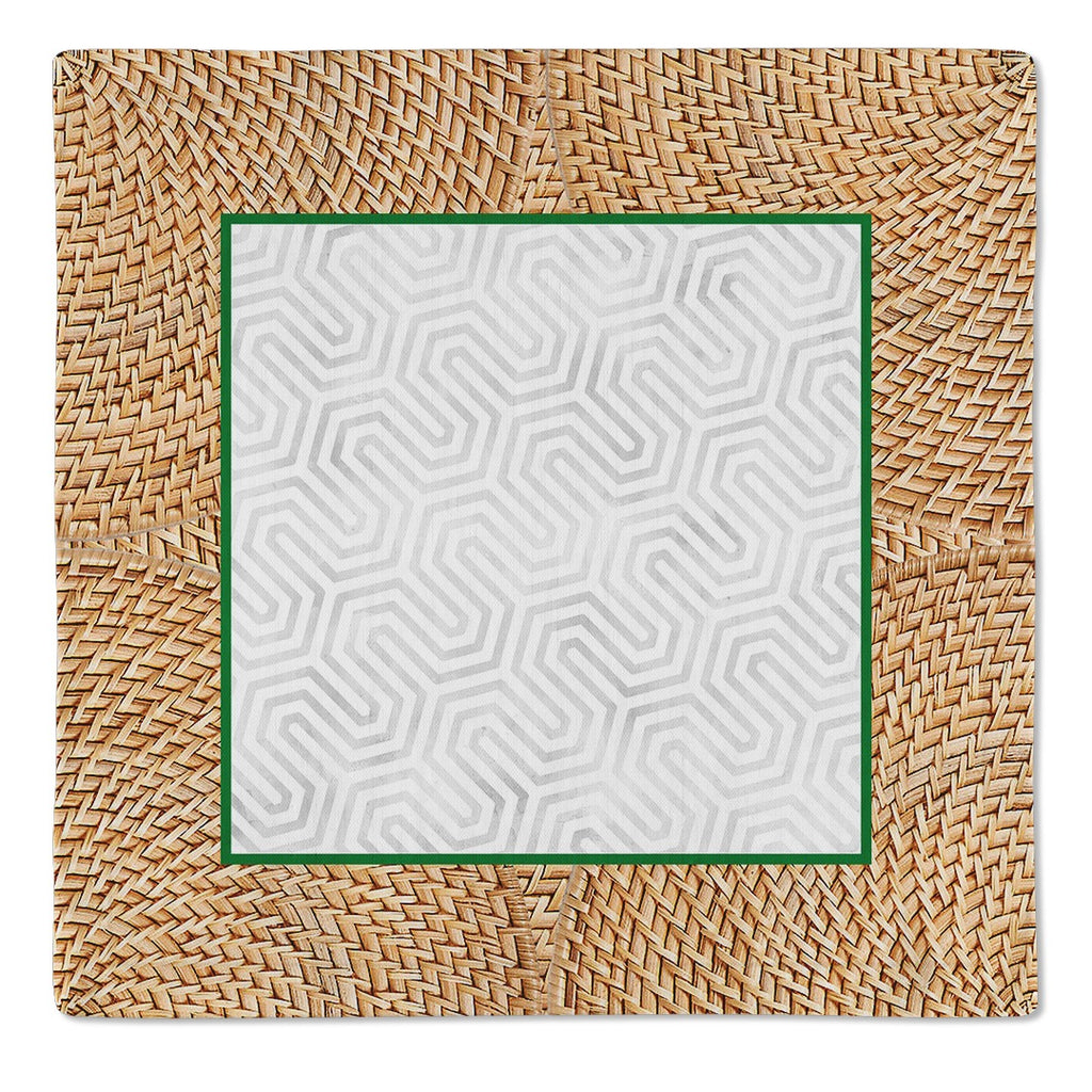 Kit 2 Guardanapos Linho Artesanato 40x40 + 2 Argolas