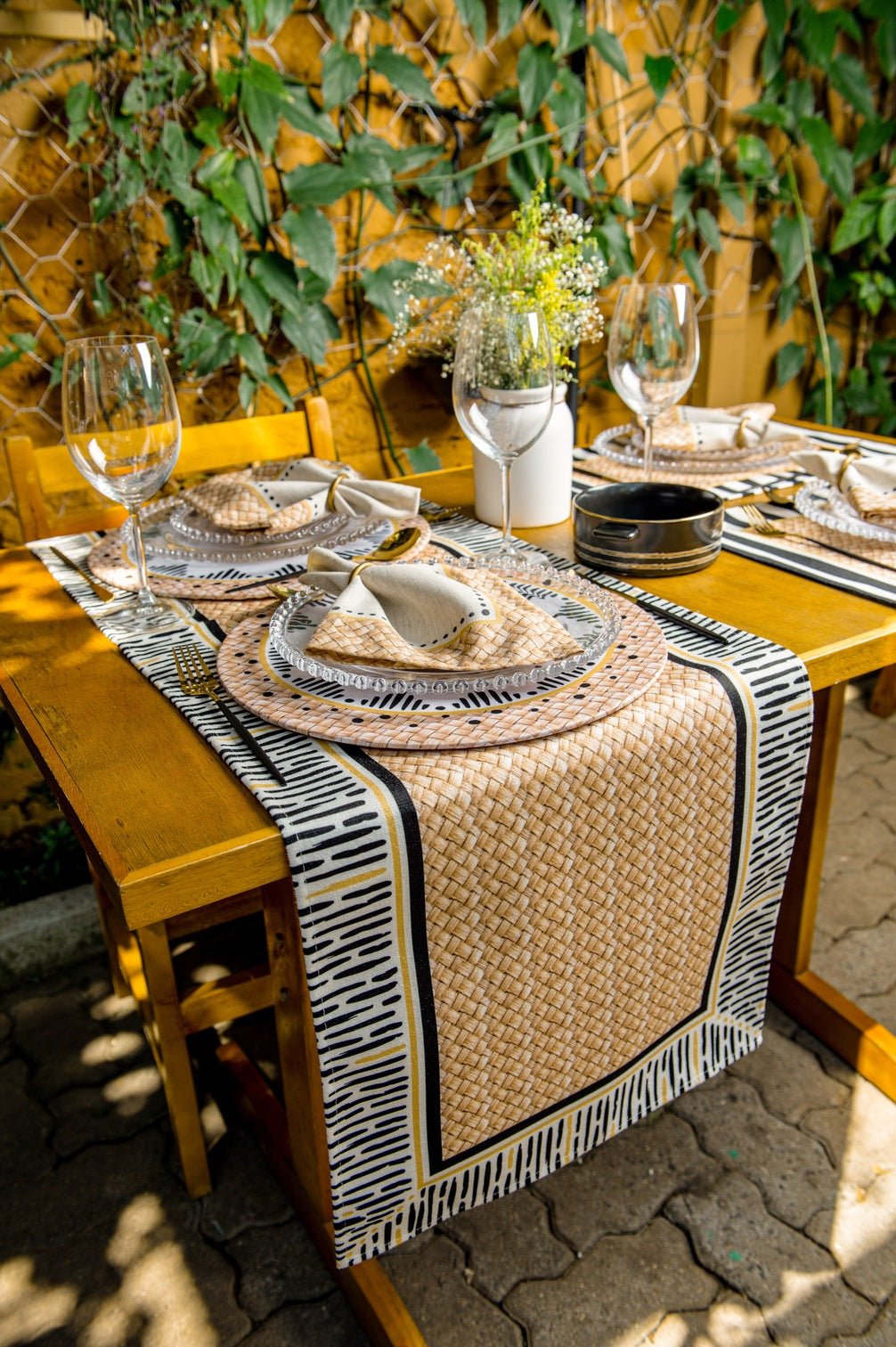 Caminho de Mesa África Bogolan c/ Hidrorrepelência 43x141cm