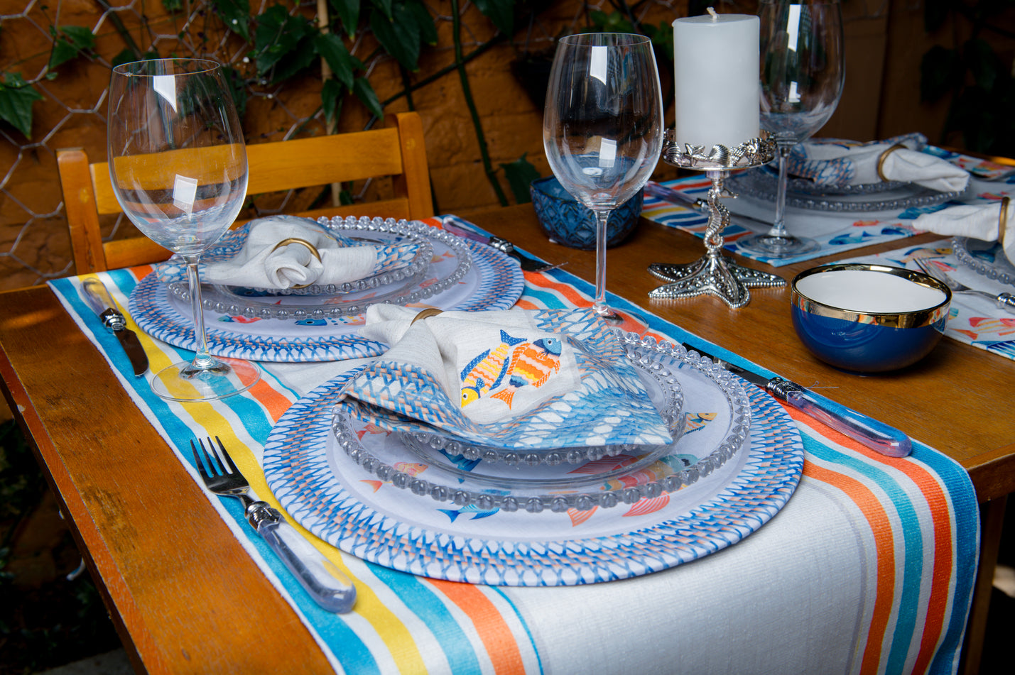 Caminho de Mesa Acqua Mar c/ Hidrorrepelência 43x141cm