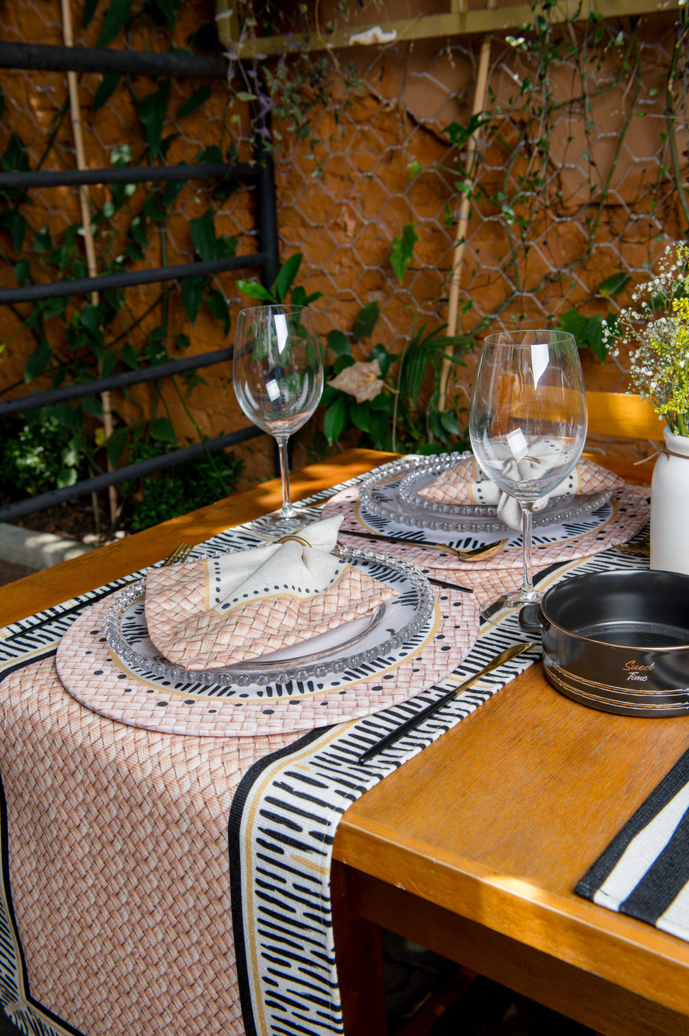 Caminho de Mesa África Bogolan c/ Hidrorrepelência 43x141cm