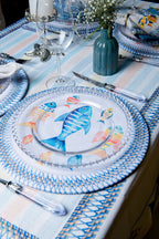 Toalha de Mesa Quadrada Acqua Praia 4 Lugares 140x140