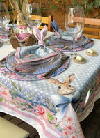 Toalha de Mesa Quadrada Páscoa Poá 4 Lugares 140x140cm