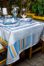 Toalha de Mesa Quadrada Acqua Praia 4 Lugares 140x140