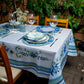 Toalha de Mesa Retangular Floral Azul 8 Lugares 140x270