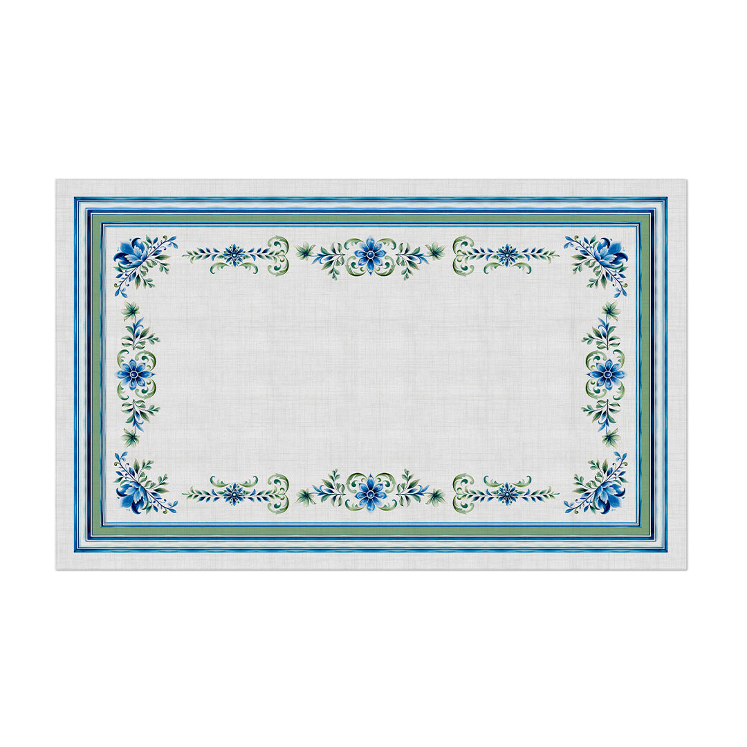 Toalha de Mesa Retangular Floral Azul 6 Lugares 140x220